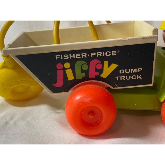 1970 Fisher Price Jiffy Dump Truck 156 Squeeze Bulb Pull Toy VTG - Picture 6 of 16